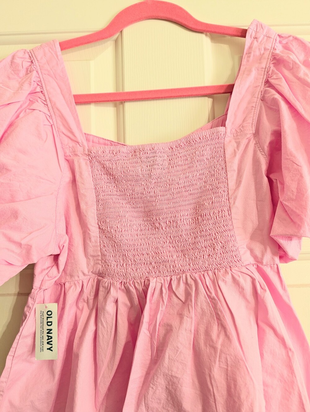 Old Navy Pink Puff-Sleeve Peplum Blouse - Picture 2 of 5